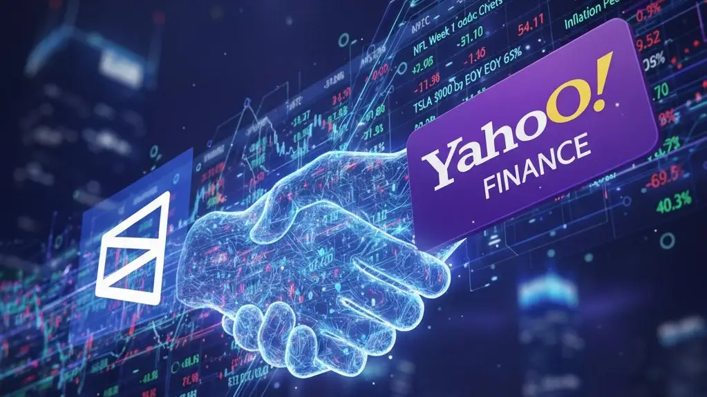 Piaci esélyek a Yahoo Finance felületén a Polymarkettel