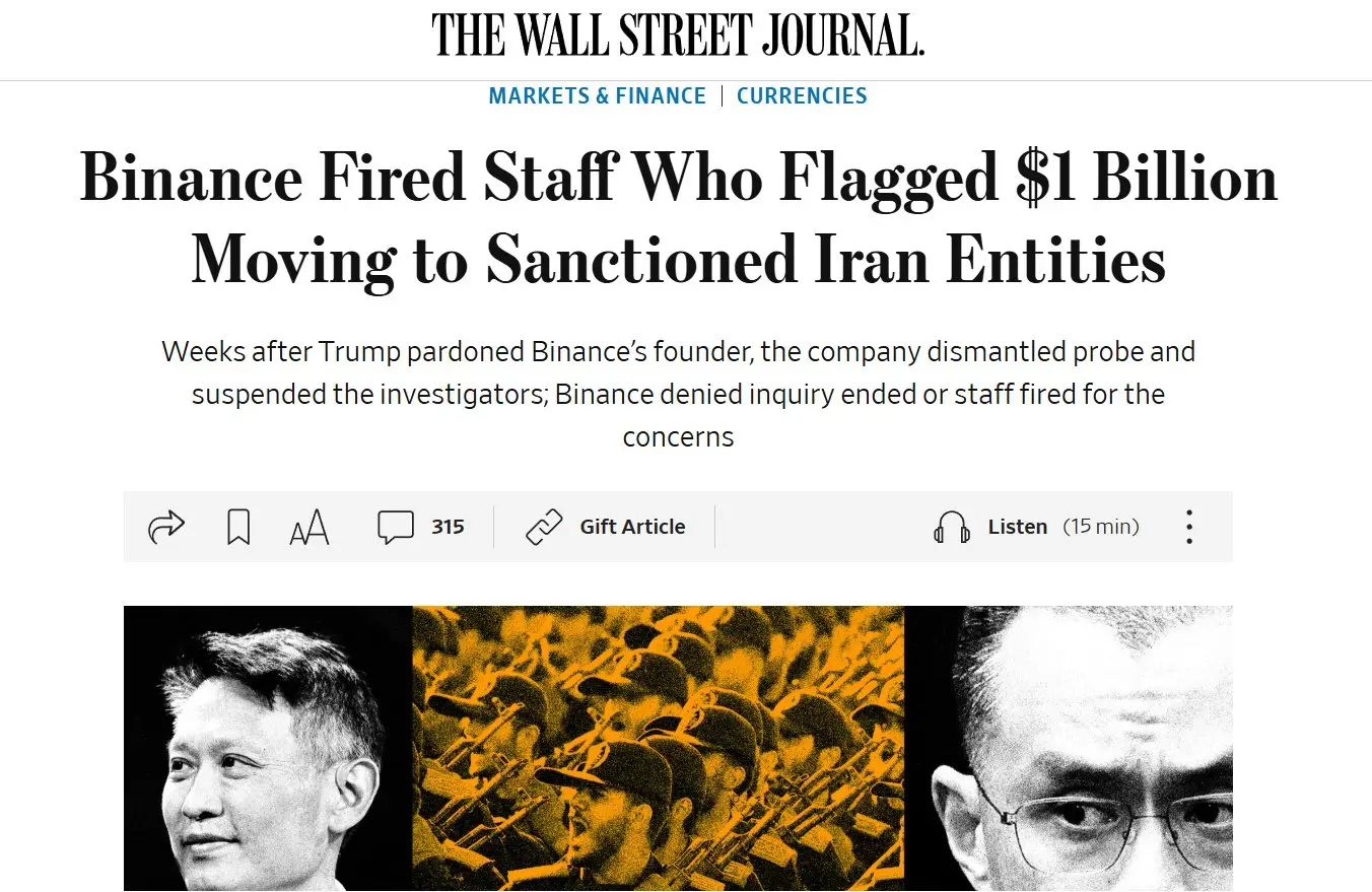 WSJ Binance