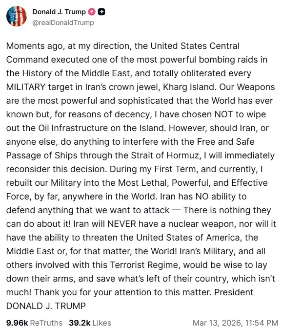 Donald Trump Truth Social post.webp