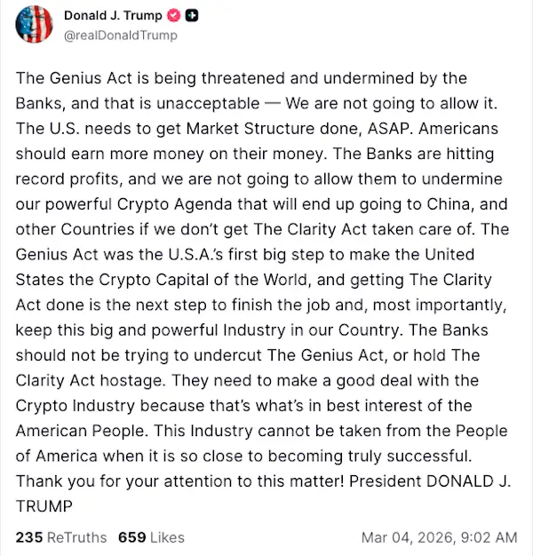 Trump Truth Social bejegyzés.webp