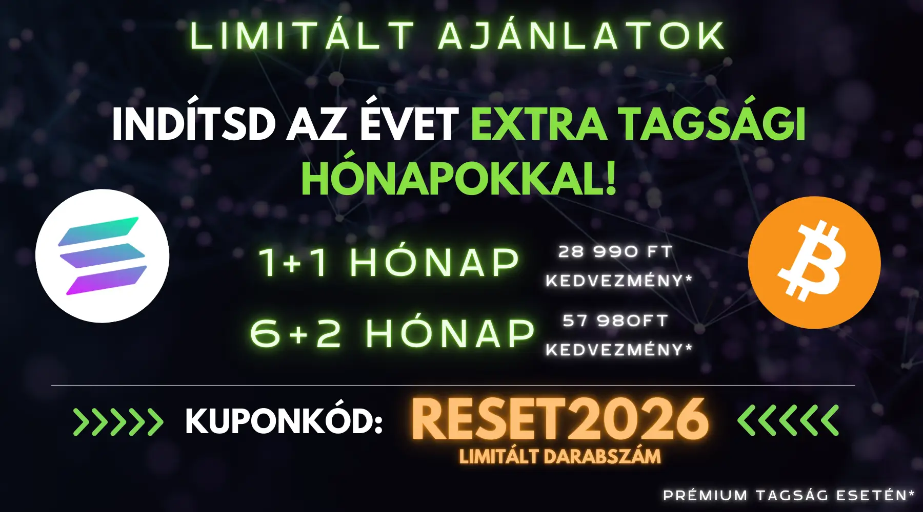 Évindító Kripto Reset: limitált prémium tagság ajánlat